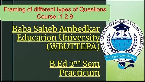 Framing of different type of Questions##WBUTTEPA B.ED 2ND SEM PRACTICUM##