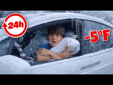 I Lived In My Tesla For 24 Hours During WINTER!