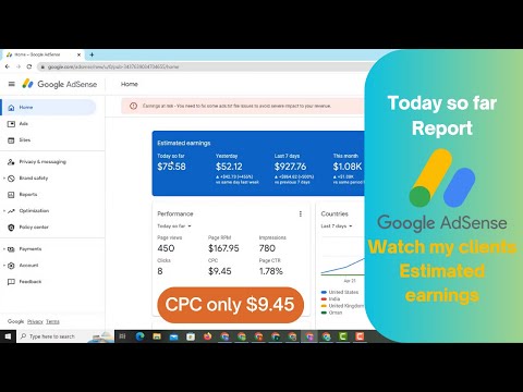 Google AdSense loading method 2023 | Watch my clients Today so far Earning report