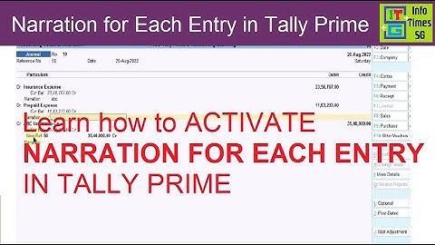 How to Activate Narration for each Entry in Tally | Narration for each Entry in Tally Prime