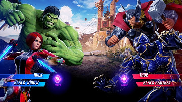 Hulk & Black Widow vs Thor & Black Panther (Very Hard) - Marvel vs Capcom | 4K UHD Gameplay