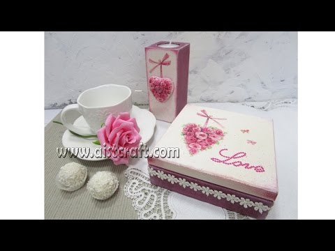 Decoupage tutorial for beginners - DIY.  Gift for Valentine's Day. Serviettentechnik.