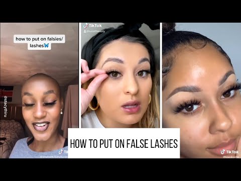 How to put on false lashes|Tiktokcompilation|Easy way out