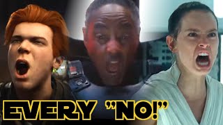 Every NO! in Star Wars Canon (Updated 2021)
Patreon: https://www.patreon.com/thecomicexperience
Discord: https://discord.gg/HbZDFXp
Casting Calls: https://www.castingcall.club/m/Star%20Wars%20Audio%20Comics
Edited by
Robert Angelli & Jay Thaiyod
Ending Music Composed by
Aaron Weatherford
This compilation is a fan work. All footage used therein is the property of Lucasfilm, Disney, and Marvel Comics. We make no claim of ownership to the source material. This video was produced for noncommercial use, to be enjoyed by ourselves, fellow fans and the original creators as a tribute to Star Wars.
Please support the official release.
Full character totals, if anyone cares:
0-0-0 - 2
4D-M1N - 1
Ady SunZee - 4
Aggadeen - 1
Ahsoka Tano - 15
Aiolin Astarte - 2
Al - 1
Alexsandr Kallus - 11
Aliane - 5
Almec - 1
Amaiza Foxtrain - 1
Amilyn Holdo - 1
Anakin Skywalker - 45
AP-5 - 7
Arihnda Pryce - 1
Armitage Hux - 1
Asajj Ventress - 2
Aurra Sing - 2
Ax Tagrin - 3
Azmorigan - 1
Bail Organa - 1
Barriss Offee - 1
Bec Lawise - 3
Ben Solo - 10
Bo Keevil - 4
Bo-Katan Kryze - 1
Boba Fett - 2
Bodhi Rook - 8
Bolza Grool - 3
Burg - 1
C-3PO - 20
Cad Bane - 1
Cal Kestis - 24
Carasynthia Dune - 1
Cassian Andor - 11
CC-10/994 (Grey) - 1
Cere Junda - 4
Chelli Aphra - 3
Chewbacca - 1
Chi Cho - 1
Commodex Tahn - 3
CT-1409 (Echo) - 7
CT-5385 (Tup) - 3
CT-5555 (Fives) - 7
CT-7567 (Rex) - 9
Cylo - 4
D-O - 1
Daka - 3
Del Meeko - 5
Dengar - 1
Depa Billaba - 5
Din Djarin - 34
Dogma - 1
Doom - 1
Dryden Vos - 4
Dvorad - 2
Endente - 5
Endo Frant - 1
Eno Cordova - 1
Ezra Bridger - 54
Fenn Rau - 1
Feral - 1
Feresk Frisk Tssat - 3
Finn - 35
Flix - 8
Freya Fenris - 1
Galek - 2
Gall Trayvis - 1
Garazeb Orrelios - 1
Garrick Versio - 1
Gideon - 1
Gideon Hask - 8
Gleb - 1
Gralm - 1
Grecker - 2
Greedo - 3
Greef Karga - 7
Greez Dritus - 22
Grevel - 11
Grievous - 3
Guattako - 2
Gudry - 1
Han Solo - 18
Hera Syndulla - 10
Hondo Ohnaka - 2
Hype Fazon - 5
Iden Versio - 16
Imanuel Doza - 2
Jace Rucklin - 3
Jan Dodonna - 1
Jannah - 1
Jar Jar Binks - 1
Jarek Yeager - 9
Jessika Pava - 1
Joh Yowza - 3
Jonner Jin - 1
Jyn Erso - 3
Kanan Jarrus - 13
Kare Kun - 4
Kassius Konstantine - 1
Katooni - 1
Kazuda Xiono - 174
Kel - 3
Ketsu Onyo - 1
Kierah Gunny Koovah - 1
Kit Fisto - 2
Knox - 1
Kreel - 1
KRONOS-327 - 3
Kuiil - 2
Landonis Calrissian - 8
Leia Organa - 15
Lindon Javes - 2
Loo Re Anno - 1
LT-514 - 1
Luke Skywalker - 27
Lux Bonteri - 1
Mace Windu - 2
Marcus Speedstar - 1
Mart Mattin - 2
Maul - 26
Maz Kanata - 6
Meebur Gascon - 8
Merrin - 1
Migs Mayfeld - 1
Mika Grey - 3
Mirienna - 1
Morad Sumar - 1
Morley - 3
Mother Pran - 1
Mubo - 1
Neeku Vozo - 24
Nightswan - 1
Norath Kev - 4
Obi-Wan Kenobi - 12
Owen Lars - 4
Padme Amidala - 12
Paige Tico - 1
Pershing - 17
Petro - 3
Phasma - 1
Poe Dameron - 29
Prauf - 3
Prosset Dibs - 1
Qira - 1
Qui-Gon Jinn - 2
Rackham Sear - 1
Rafa Martez - 6
Ralsius Paldora - 2
Ren - 1
Rey Skywalker - 25
Reys Mother - 1
Rish Loo - 3
Rose Tico - 12
Roshti - 4
Rubix - 2
Rune Haako - 1
Sabine Wren - 9
Satine Kryze - 1
Saw Gerrera - 4
Seezelslak - 2
Sera - 1
Seventh Sister - 2
Shara Bey - 1
Sheev Palpatine - 8
Siroc - 2
Snarl - 1
Son - 2
Styles - 2
Sugi - 1
Suralinda Javos - 1
Synara San - 1
Tai - 3
Tamara Ryvora - 6
Tara Rashin - 1
Taron Malicos - 5
Teroj Kee - 2
The Bendu - 1
Tierny - 2
Tivik - 1
TN-3465 (Pilot) - 3
Tobias Beckett - 6
Tomine - 1
Torra Doza - 19
Trace Martez - 9
Trench - 1
Trios - 5
Tryla - 1
Tula - 1
Tulon Voidgazer - 2
Varko Grey - 1
Veris Hydan - 1
Vylip Falma - 3
Wilhuff Tarkin - 2
Xi-an - 2
Yoda - 25
Zay Meeko - 10
Ziro - 6
ZO-E3 - 8
Unnamed Extras – 66
Force Visions - 29
Duplicate – 3 Every NO! in Star Wars Canon (Updated 2021)