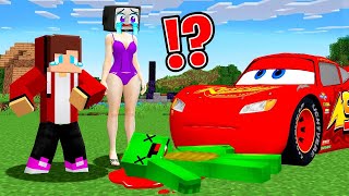 Mikey Sad Story with McQueen in Village! JJ Tru to SAVE WOMAN in Minecraft! - Maizen