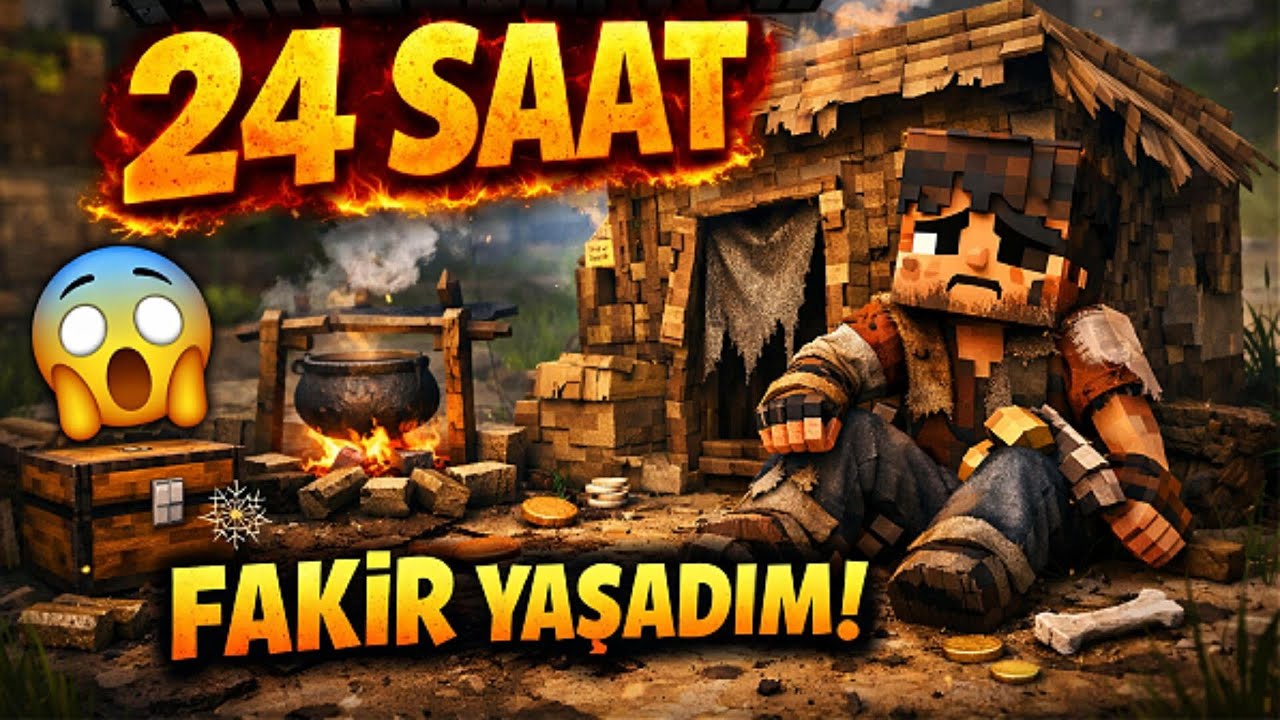 Bugün Minecrafttra 24 SAAT FAKİR YAŞADIK ve günün sonunda zengin olduk