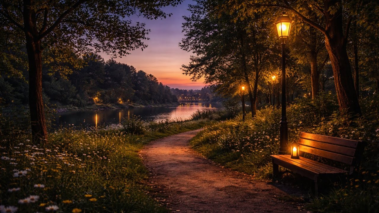 8 Hours Nature Sounds 🌿 Gentle Crickets & Birds in a Calm Park for ...