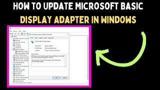 How to Update Microsoft Basic Display Adapter In Windows 11 Net Worth