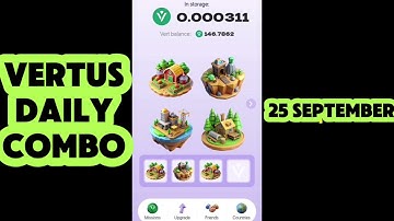 Vertus mining bot daily combo | 26 September vertus today combo | vertus airdrop combo | Vertus news
