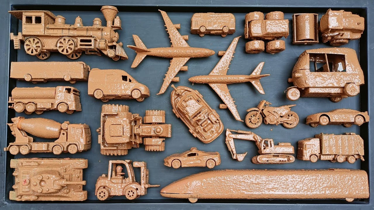 Membersihkan Mainan Mobil Balap, Truk Molen, Pesawat, Kereta Cepat, Slender, Bus Tingkat, Excavator