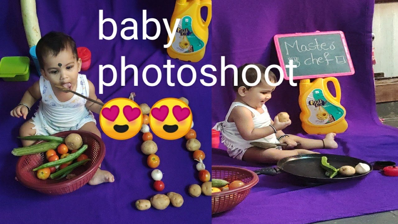 babyphotoshootideas baby kitchen set photoshoot 11th month
