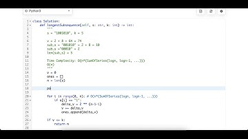 2311 [Fixing Time Complexity] longest binary subsequence less than or equal to k