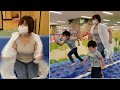 汗ばむママと3兄弟 in キッズーナ