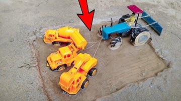 Diy Tractor Stuck In Mud With Accident Pit Pulling Out Jcb ? CS kids Toy