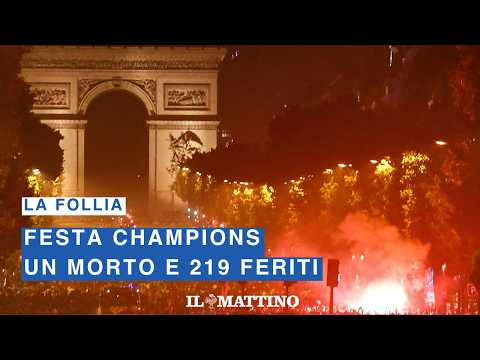 Video Incidenti a Parigi per la festa Champions, un morto, 219 feriti e 480 arresti