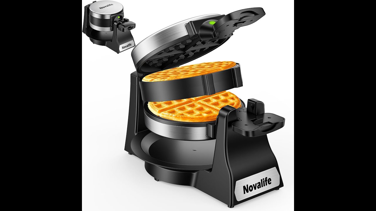 Waffle Maker, 1400W Belgian Waffle Maker, Double Waffle Iron 180° Flip, 8 Slices, Rotating