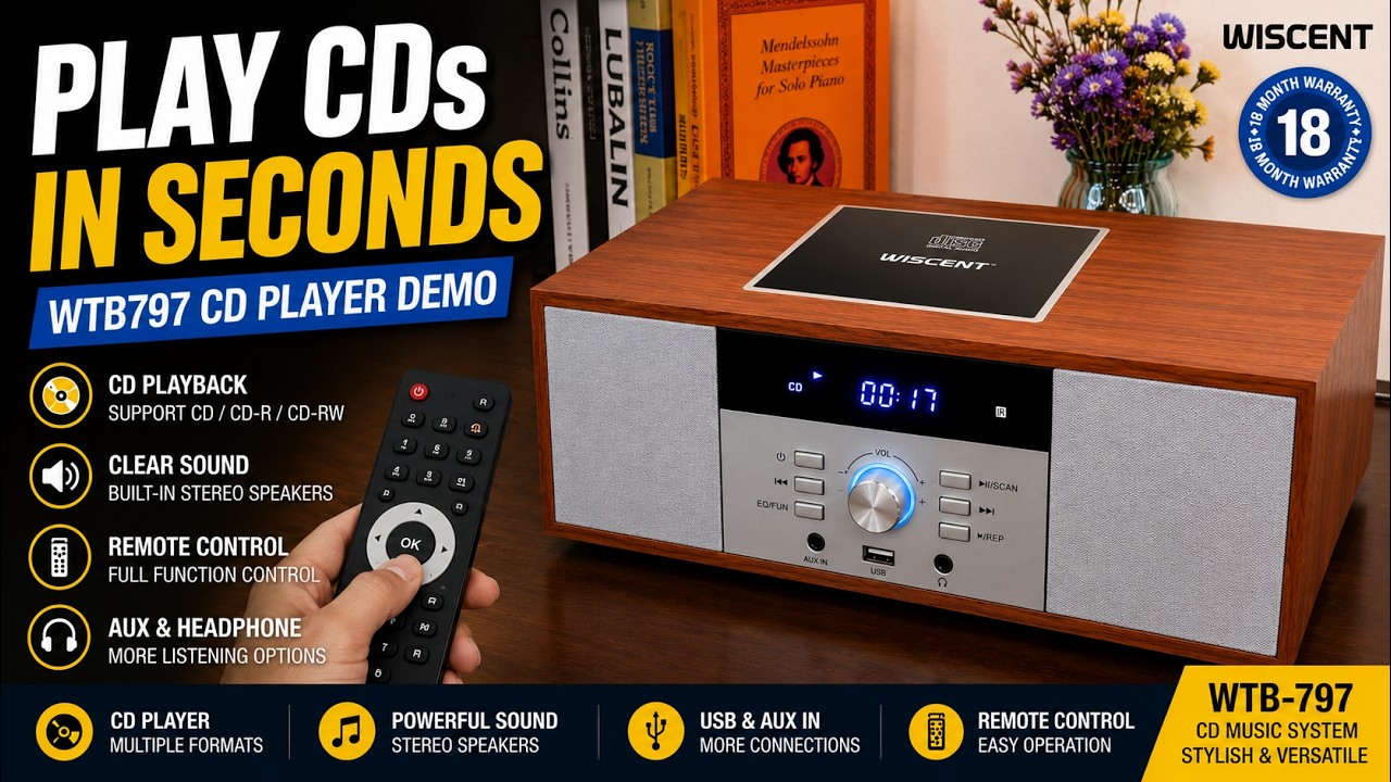 WISENT ミニコンポ WIT B-797 WISCENT WTB797 CD Playback Demo | Micro HiFi System Operation