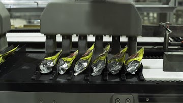 Automatic high speed casepacking system for ketchup doypacks