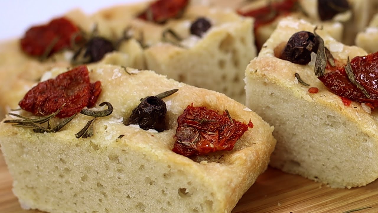 Focaccia Recipe with olives, rosemary and sundried tomatoes YouTube