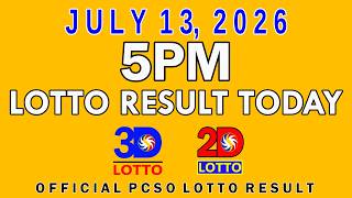 5pm Lotto Result Today July 13 2026 Swertres 3D Lotto Ez2 2D Lotto PCSO