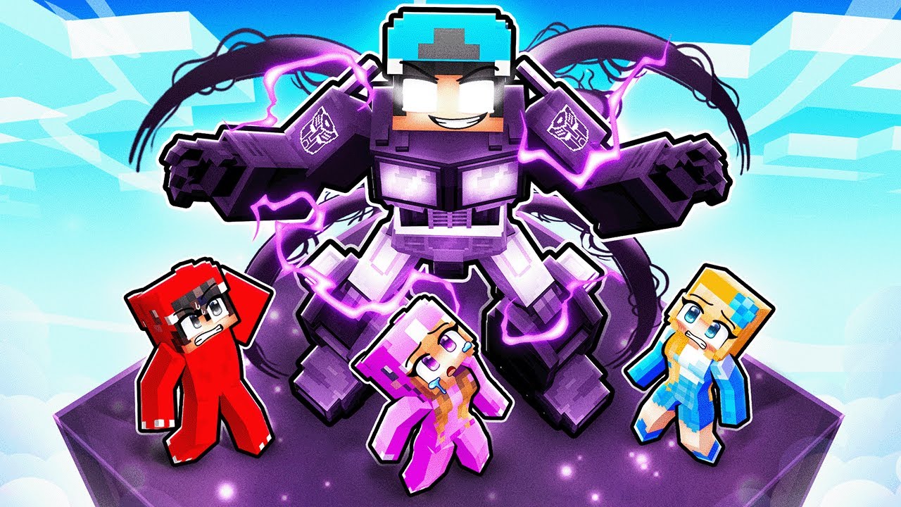 I Pretended to be a TRANSFORMER on a DARK One Chunk With Crazy Fan Girl In Minecraft!