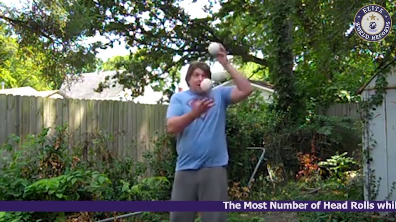 Most Number of Head Rolls while Juggling Three Softballs   EWR201120447