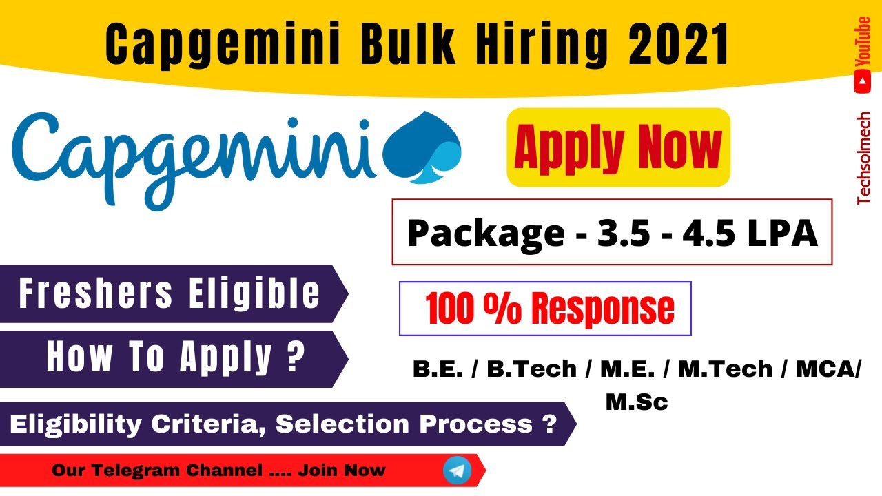 Capgemini Recruitment 2021 Capgemini hiring freshers And Experienced