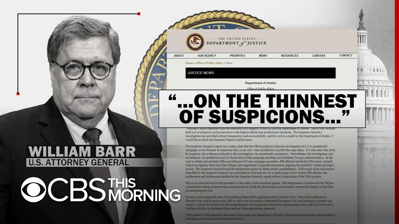 DOJ watchdog says no "political bias" in FBI probe of Trump campaign, but errors - YouTube