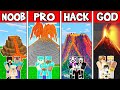 Minecraft: FAMILY VOLCANO HOUSE BUILD CHALLENGE - NOOB vs PRO vs HACKER vs GOD in Minecraft