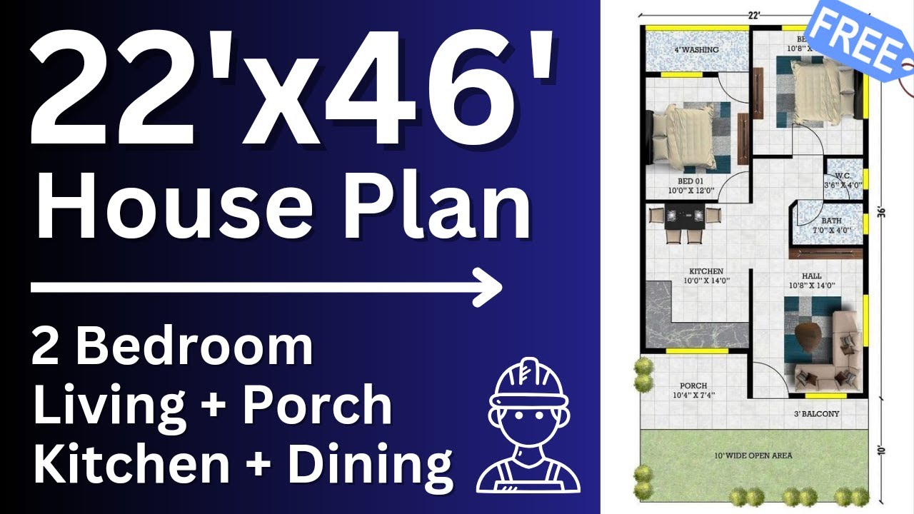 22-x-46-house-plan-22-x-46-ghar-ka-naksha-2-bedroom-youtube
