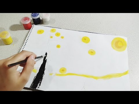 رسمت ليله النجوم بأسلوبي الخاص تابعوا الفيديو لتشوفوا كيف طلع الرسم خطوة بخطوة 