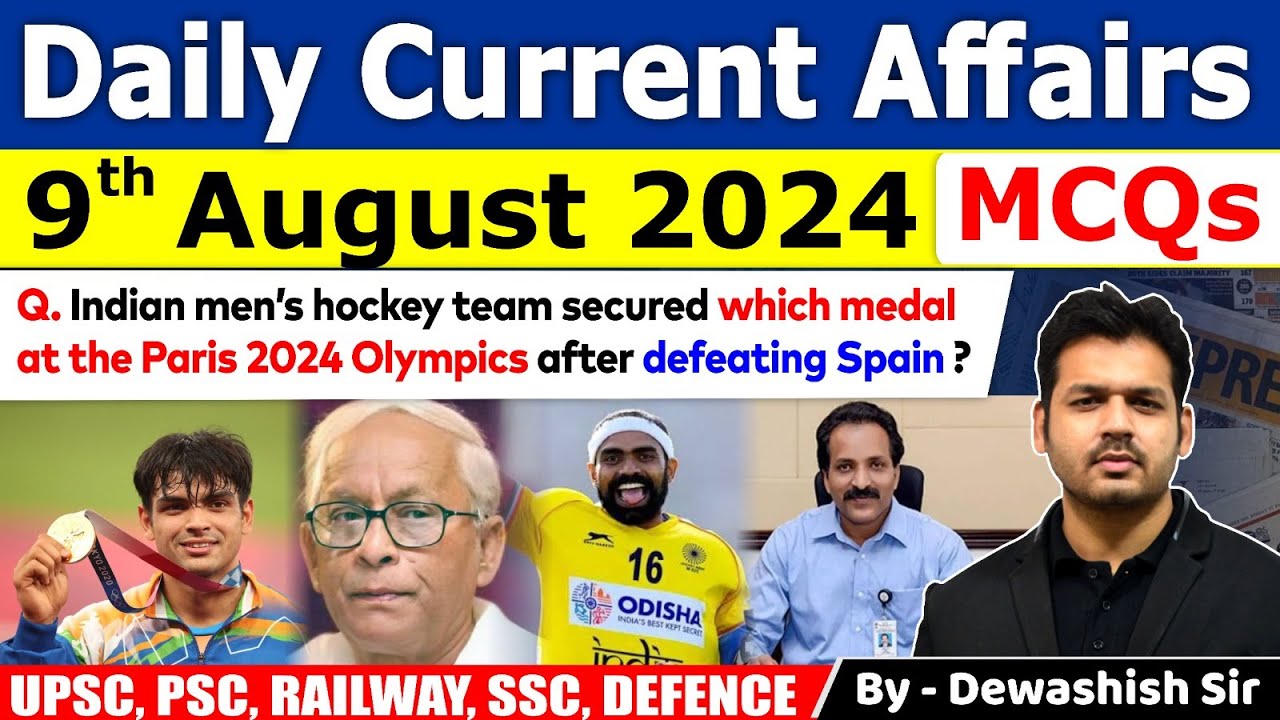 9th August 2024 | Current Affairs | August Daily Current Affair ...