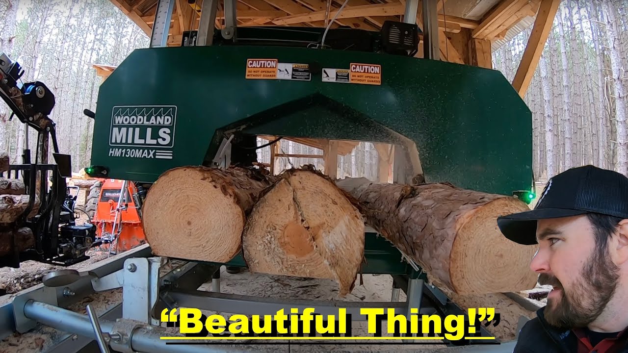 Saving Time at the Sawmill Sawing 3 Logs at Once - YouTube