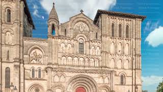 Eglise Abbatiale Sainte-Croix Timelapse Hyperlapse In Bordeaux, France, Romanesque Catholic Church