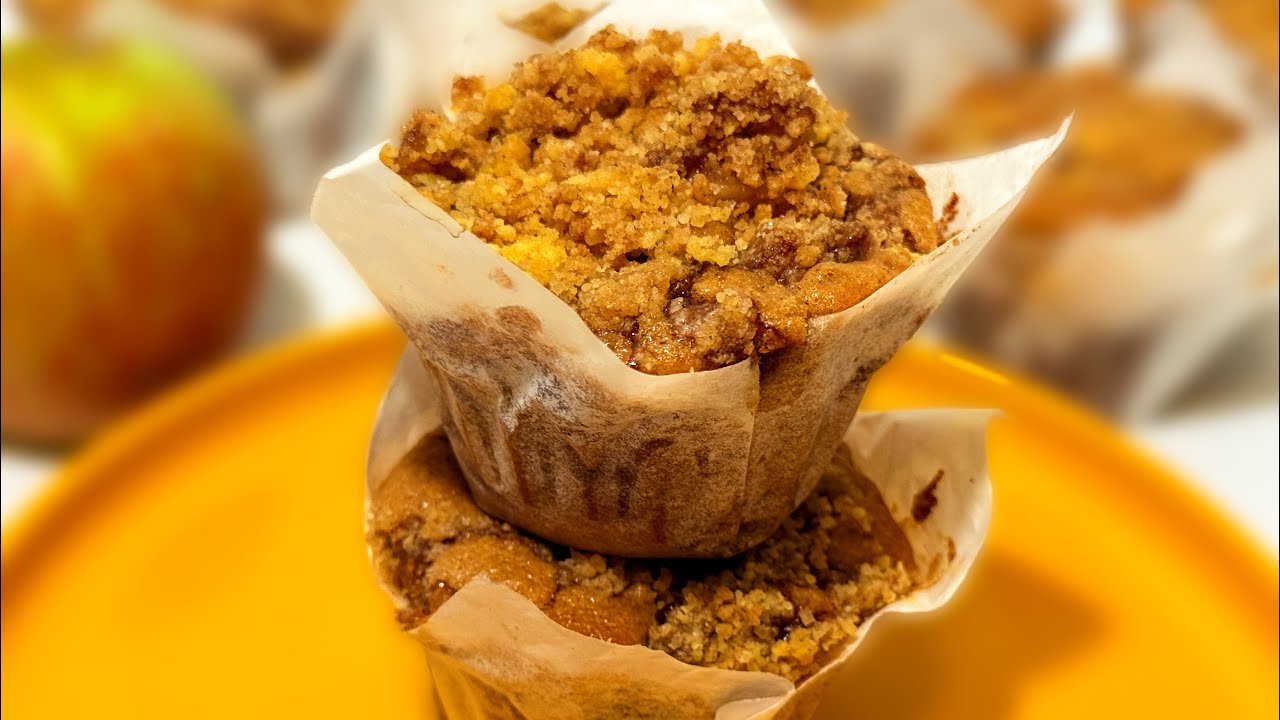Irresistibles muffins caseros de manzana con crumble crocante| Apple crumble muffins recipe