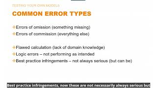 Testing Your Own Models - Common Error Types