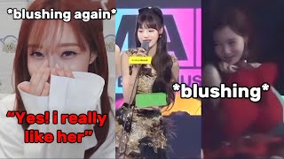 aespa WINTER blushing so hard AGAIN because of WONYOUNG and admitted she really likes her