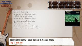 Video thumbnail of "🎸 Moonlight Shadow - Mike Oldfield ft. Maggie Reilly Guitar Backing Track with chords and lyrics"