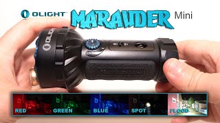 OLIGHT MARAUDER mini - 7000 lumens flashlight with separate Spot LED + Red, Green & blue lights!!!