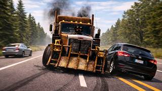100-Ton Trucks Destroys Interstate Traffics - Massive Freeway Pileup | BeamNG.Drive