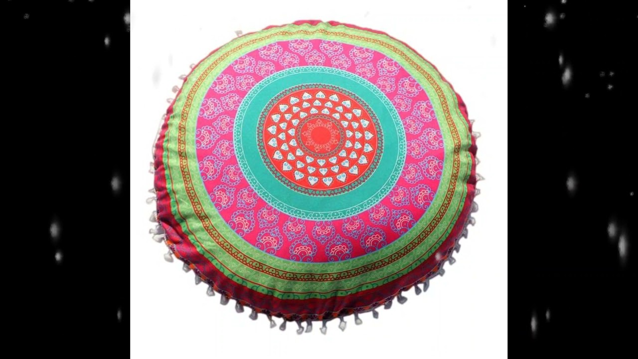 Findsbyjune.com / Indian Mandala Floor Pillows Round Boho Cushion Pillows Cover Case Cushions