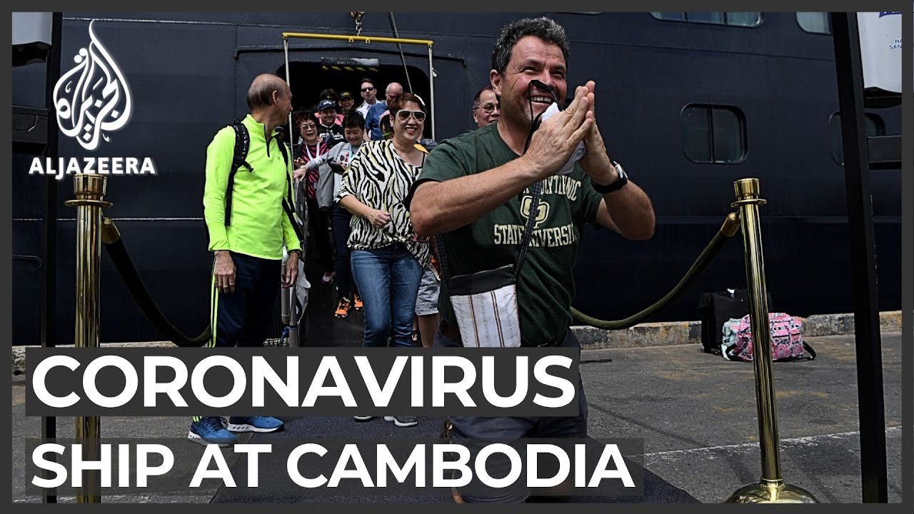 Coronavirus: Cruise ship passengers disembark in Cambodia