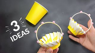 3 IDEAS 🔥 | How to make beautiful paper cup decorations | Easy crafts with paper
