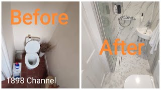 Before and After Cloakroom Toilet / Tiny Wet Room, 1898 Victorian House - Time Lapse