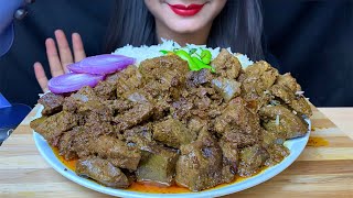 ASMR; EATING SPICY*MUTTON LIVER CURRY,RICE,MUTTON MASALA,GREEN CHILLI || REAL MUKBANG(EATING SOUNDS)