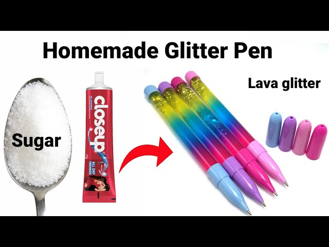 How to make Unicorn Liquid Pen/Lava Glitter Pen/How to make Glitter pen/DIY glitter pen/Homemade Pen class=