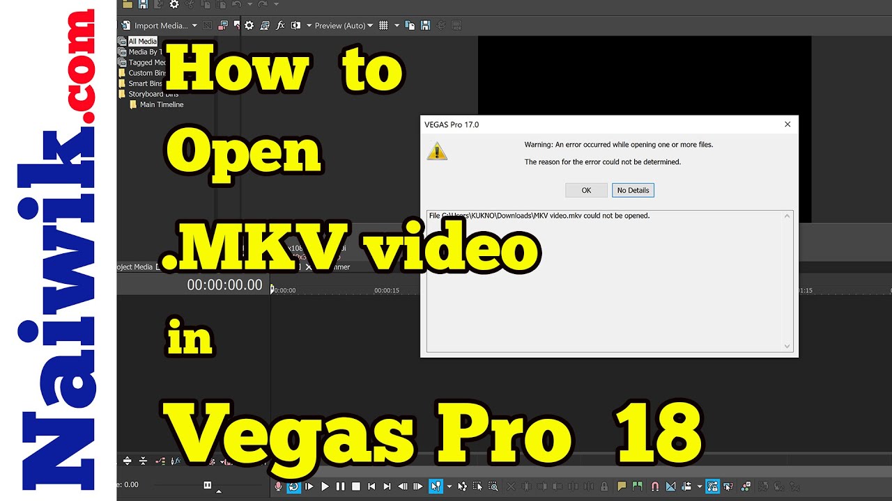 How to open .mkv video in Vegas Pro 17 || Fix - mkv file not opening in Vegas  Pro 18 - YouTube