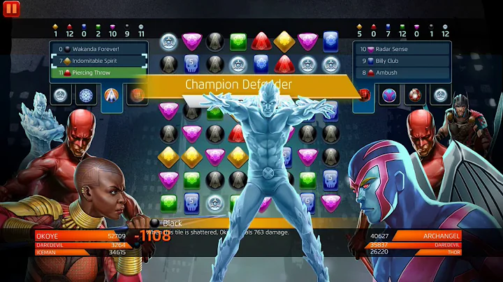 Marvel Puzzle Quest (MPQ) 5* Iceman yellow test 2