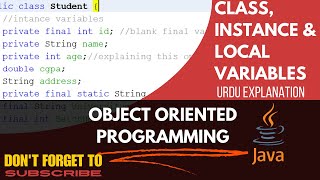 Difference between Class, Instance & Local Variable || URDU Explanation