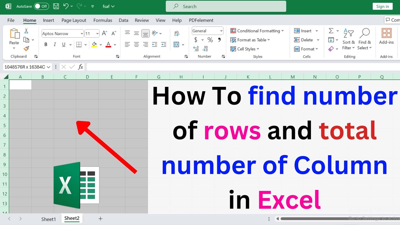 How To Find Total Number Of Rows And Total Number Of Columns In Excel 